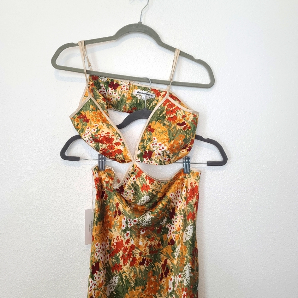 NWT Reformation Poppies Sojourn Silk Dress - Picture 5 of 10